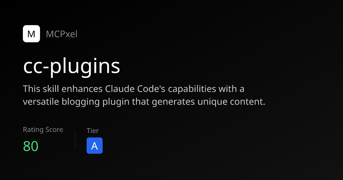 cc-plugins - MCP Server for AI Agents | MCPxel