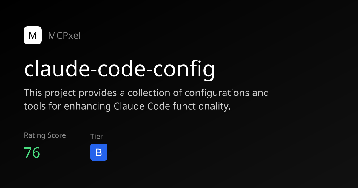 claude-code-config - MCP Server for AI Agents | MCPxel