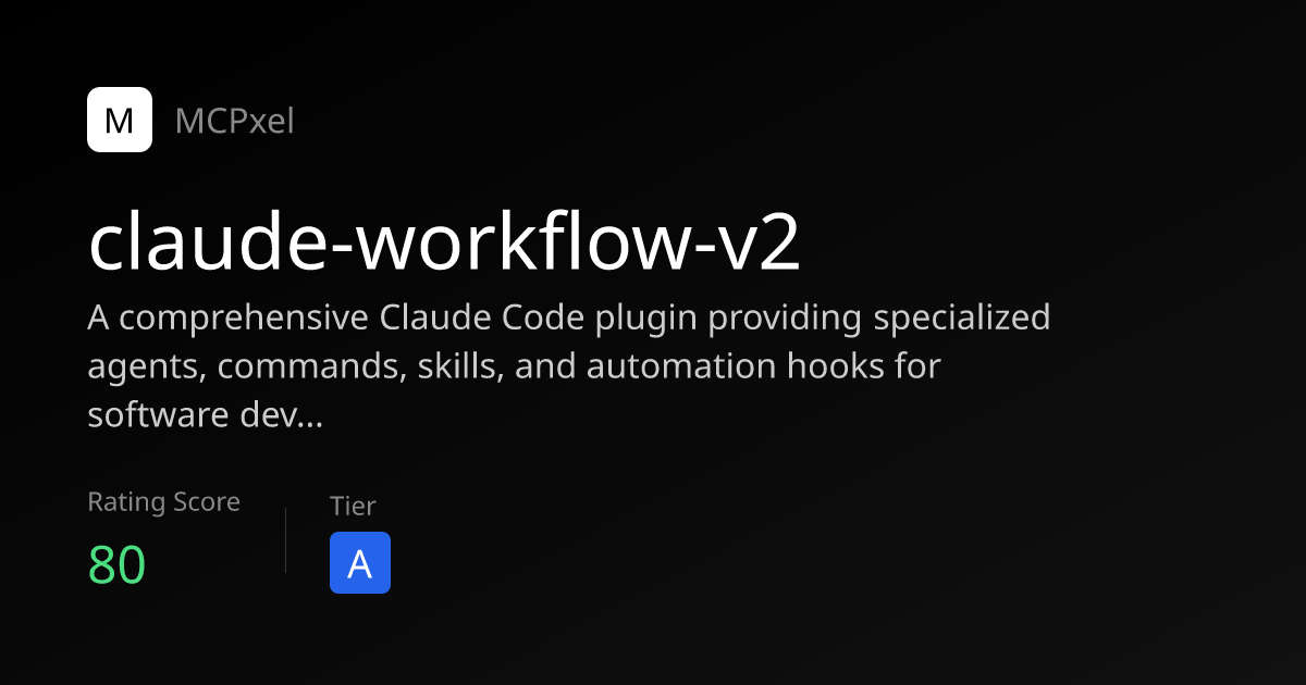 claude-workflow-v2 - MCP Server for AI Agents | MCPxel