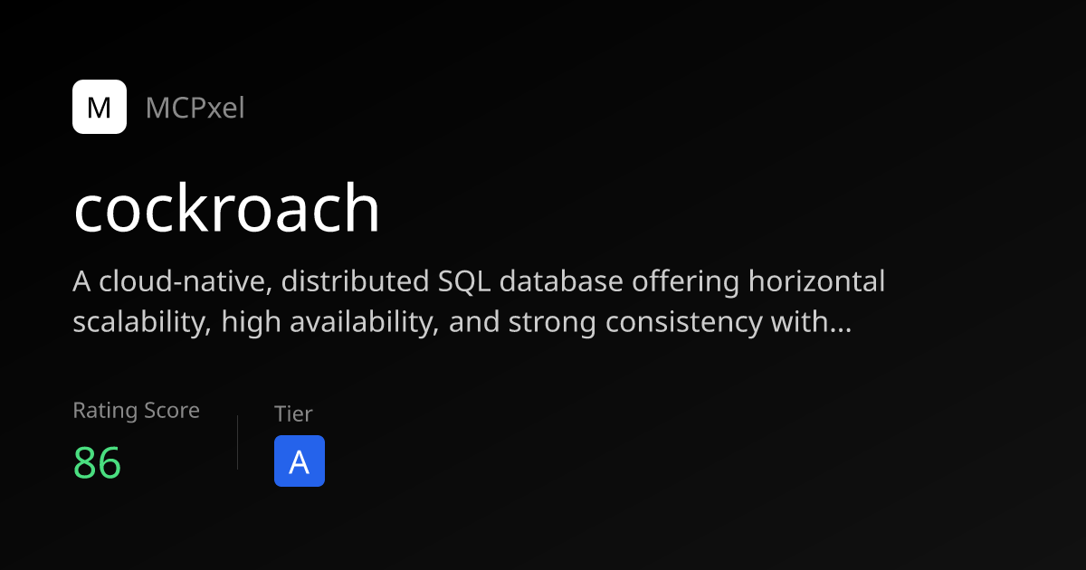 cockroach - MCP Server for AI Agents | MCPxel