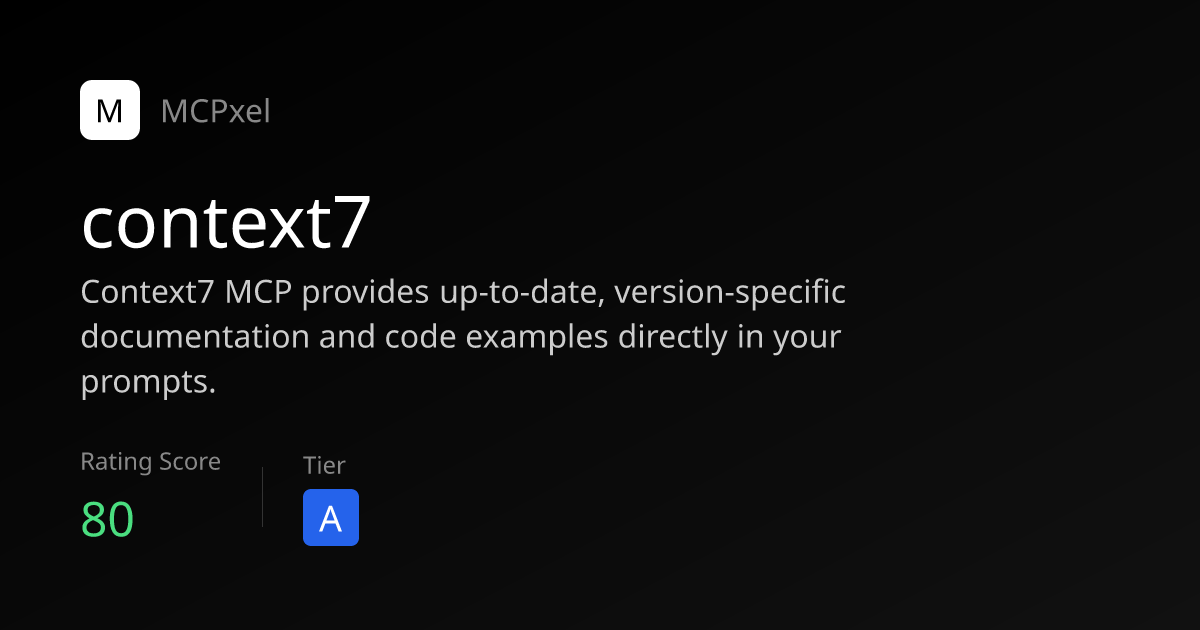 context7 - MCP Server for AI Agents | MCPxel