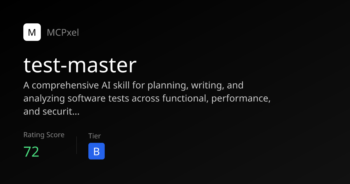test-master - MCP Server for AI Agents | MCPxel